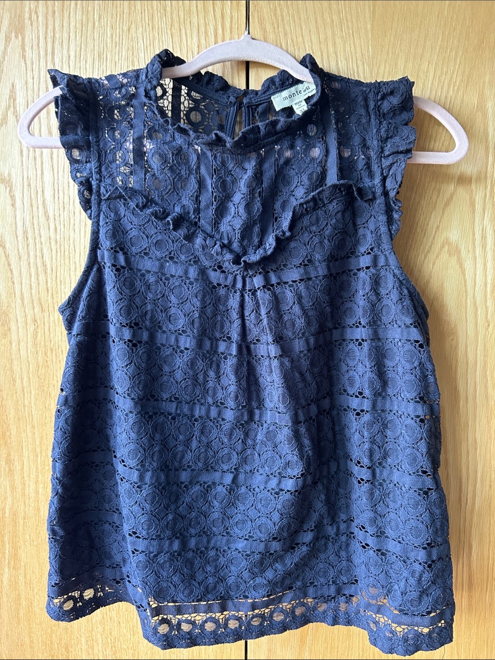Montreux black Ruffle Sleeve Blouse - not faded. Pics tricky!